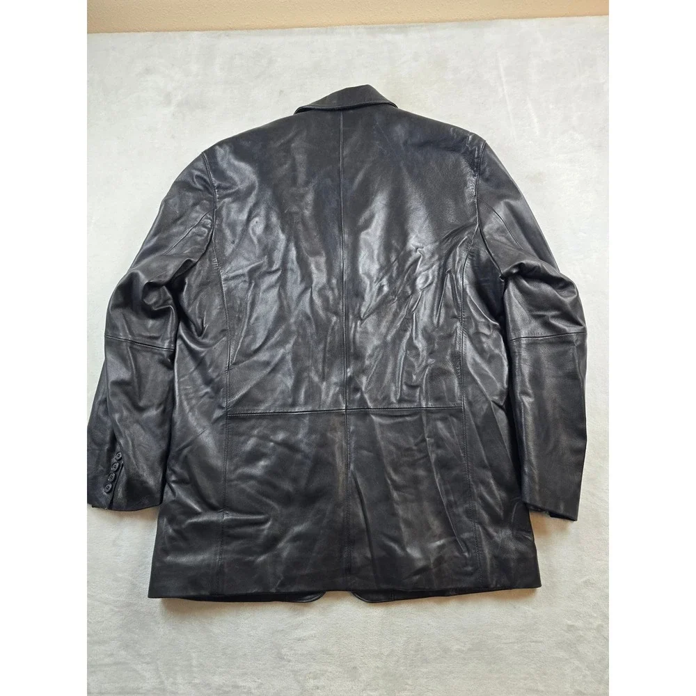 Ralph Lauren Leather Blazer Mens 40R Black Lambskin Soft! Sport Coat Vintage